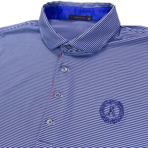 Greyson Mens XL Blue Stripe Golf Polo Polyester Stretch‎ Short Sleeve Shirt